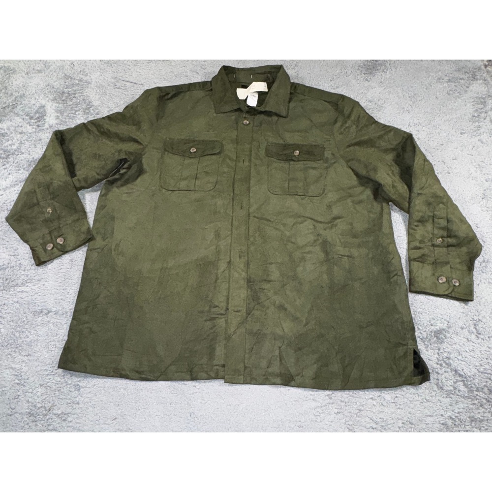 Banana Republic Mens Relaxed Faux Suede Shirt Jacket XL Olive Green Button Front